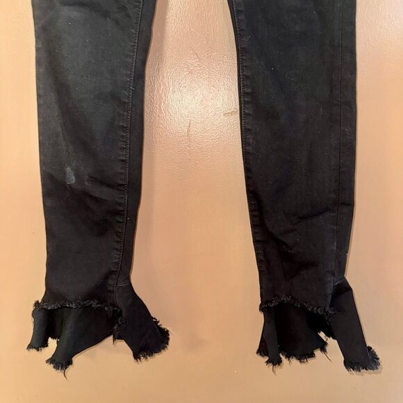 Sam Edelman High Rise Skinny Ruffle Ankle Black Jeans Stiletto Raw Hem - Size 27 - Picture 9 of 9
